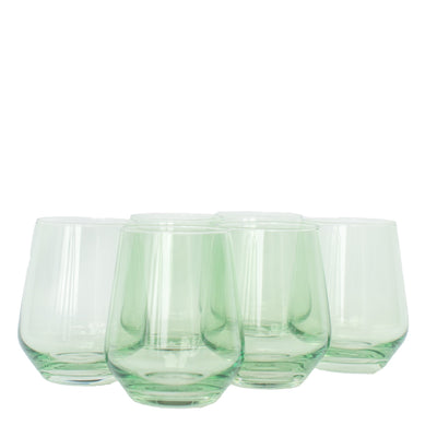 Estelle Colored Wine Stemless - Set of 6 {Mint Green}