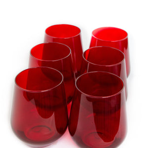 Estelle Colored Wine Stemless - Set of 6 {Red}
