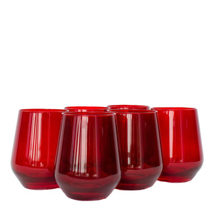 Estelle Colored Wine Stemless - Set of 6 {Red}