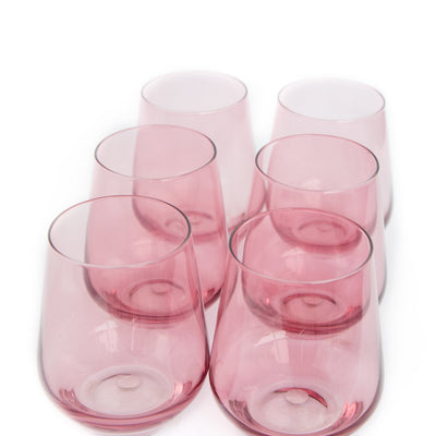 Estelle Colored Wine Stemless - Set of 6 {Rose}