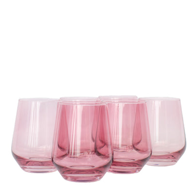 Estelle Colored Wine Stemless - Set of 6 {Rose}