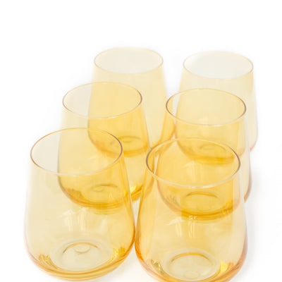 Estelle Colored Wine Stemless - Set of 6 {Yellow}