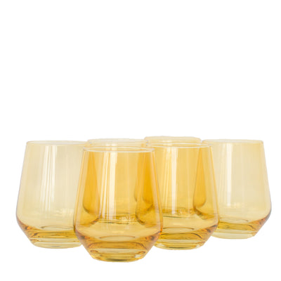 Estelle Colored Wine Stemless - Set of 6 {Yellow}