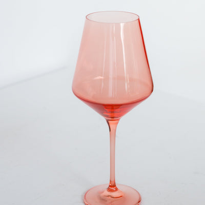 Estelle Colored Wine Stemware - Set of 6- Peach Fuzz {Our Coral Peach Pink}