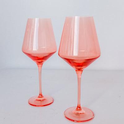 Estelle Colored Wine Stemware - Set of 6- Peach Fuzz {Our Coral Peach Pink}