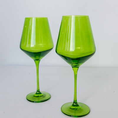 Estelle Colored Wine Stemware - Set of 2 {Forest Green}