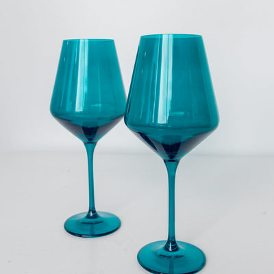 Estelle Colored Wine Stemware - Set of 2 {Teal}