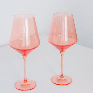 Estelle Colored Wine Stemware - Set of 6- Peach Fuzz {Our Coral Peach Pink}