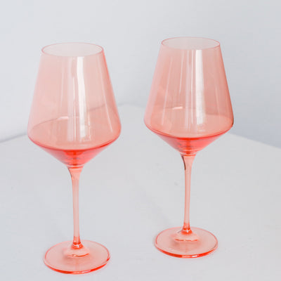 Estelle Colored Wine Stemware - Set of 6- Peach Fuzz {Our Coral Peach Pink}