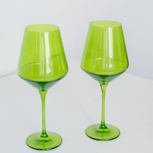 Estelle Colored Wine Stemware - Set of 2 {Forest Green}