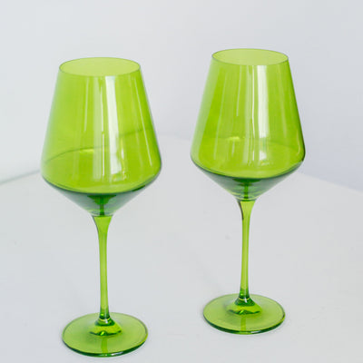 Estelle Colored Wine Stemware - Set of 2 {Forest Green}