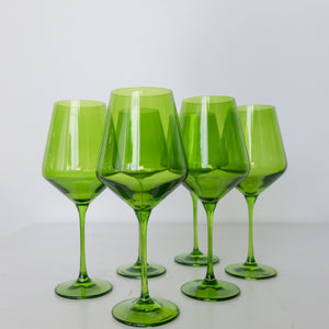 Estelle Colored Wine Stemware - Set of 6 {Forest Green}