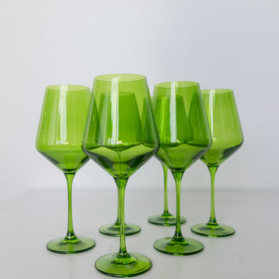 Estelle Colored Wine Stemware - Set of 6 {Forest Green}