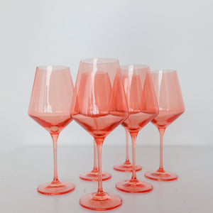 Estelle Colored Wine Stemware - Set of 6- Peach Fuzz {Our Coral Peach Pink}