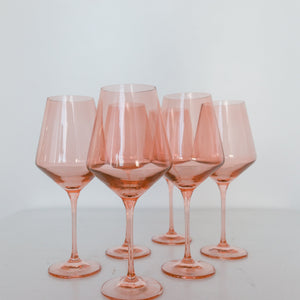 Estelle Colored Wine Stemware - Set of 6 {Blush Pink}