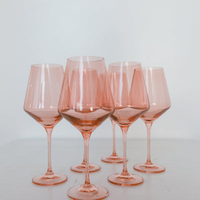 Estelle Colored Wine Stemware - Set of 6 {Blush Pink}