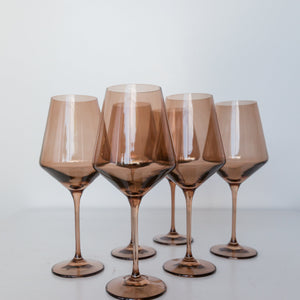 Estelle Colored Wine Stemware - Set of 6 {Mocha Mousse (Our Amber Smoke)}