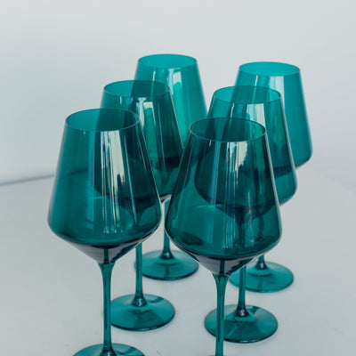 Estelle Colored Wine Stemware - Set of 6 {Emerald Green}
