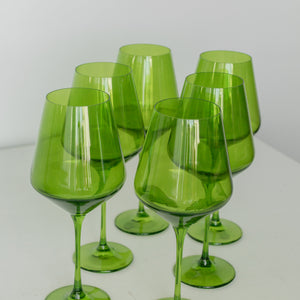 Estelle Colored Wine Stemware - Set of 6 {Forest Green}