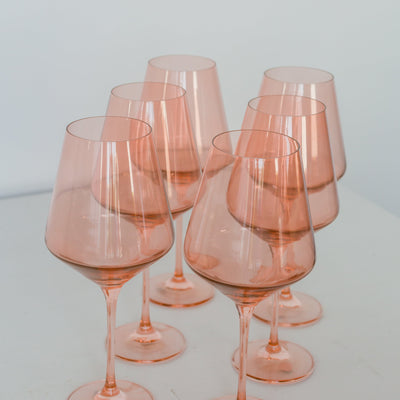 Estelle Colored Wine Stemware - Set of 6 {Blush Pink}