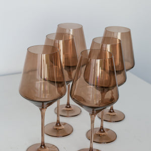 Estelle Colored Wine Stemware - Set of 6 {Mocha Mousse (Our Amber Smoke)}
