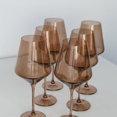 Estelle Colored Wine Stemware - Set of 6 {Mocha Mousse (Our Amber Smoke)}