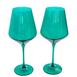 Estelle Colored Wine Stemware - Set of 2 {Emerald Green}