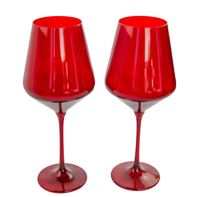 Estelle Colored Wine Stemware - Set of 2 {Red}