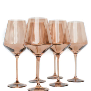 Estelle Colored Wine Stemware - Set of 6 {Mocha Mousse (Our Amber Smoke)}