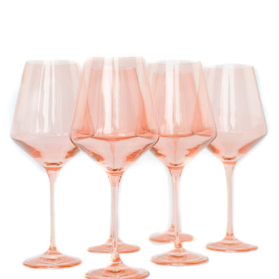 Estelle Colored Wine Stemware - Set of 6 {Blush Pink}