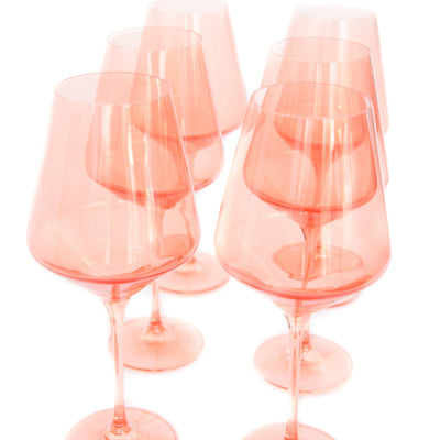 Estelle Colored Wine Stemware - Set of 6- Peach Fuzz {Our Coral Peach Pink}