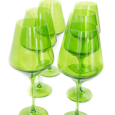 Estelle Colored Wine Stemware - Set of 6 {Forest Green}
