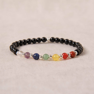 Black Onyx Seven Chakra Energy Bracelet