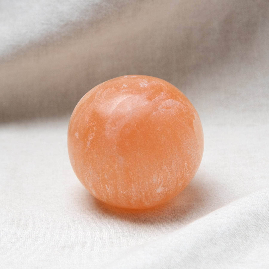 Peach Selenite Sphere with Tripod