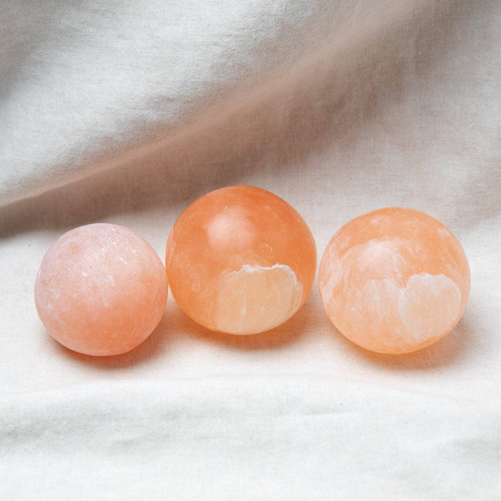 Peach Selenite Sphere with Tripod