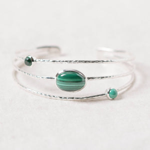 Genuine Malachite Sterling Silver Bracelet