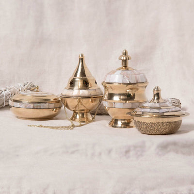 Brass Mother of Pearl Charcoal Burner Kit