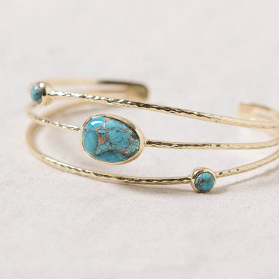 Genuine Turquoise Golden Bracelet
