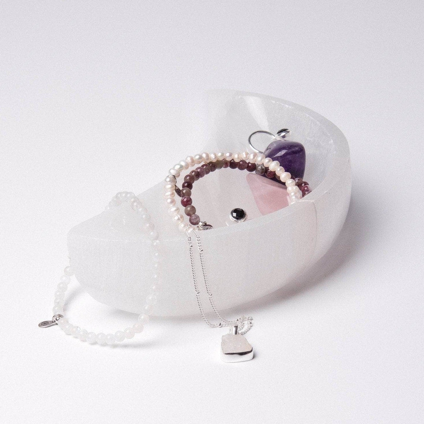 Selenite Moon Crystal Recharging Bowl