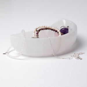 Selenite Moon Crystal Recharging Bowl