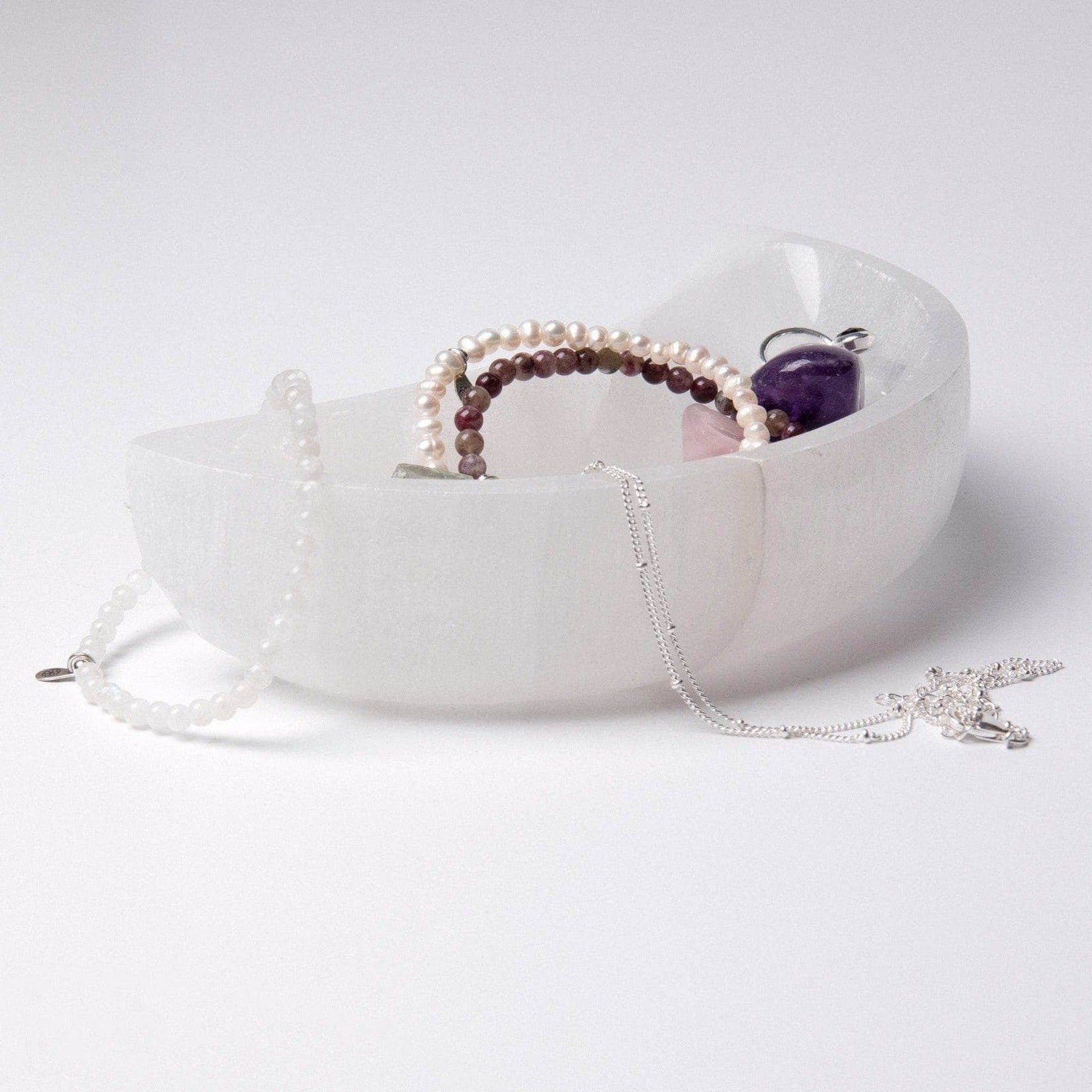 Selenite Moon Crystal Recharging Bowl