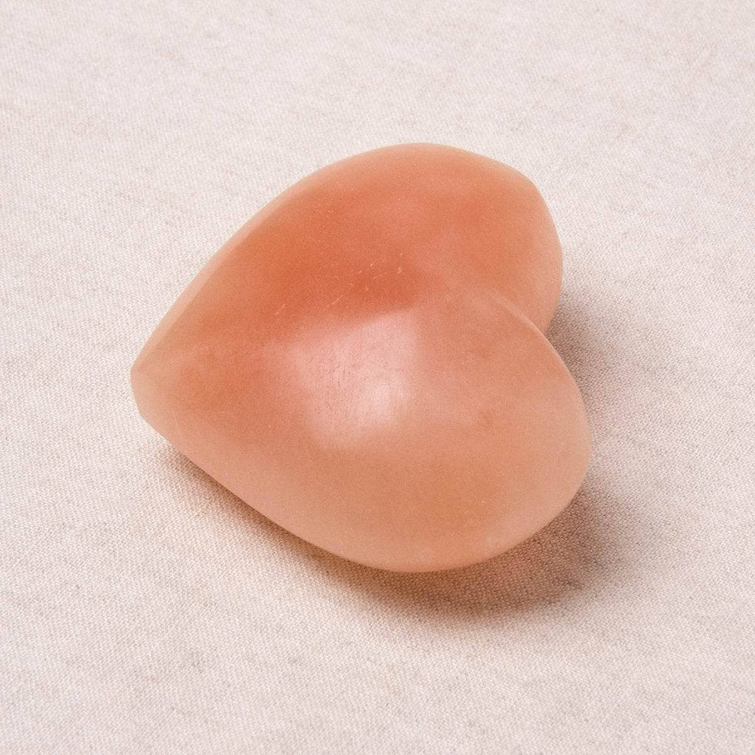 Peach Selenite Heart