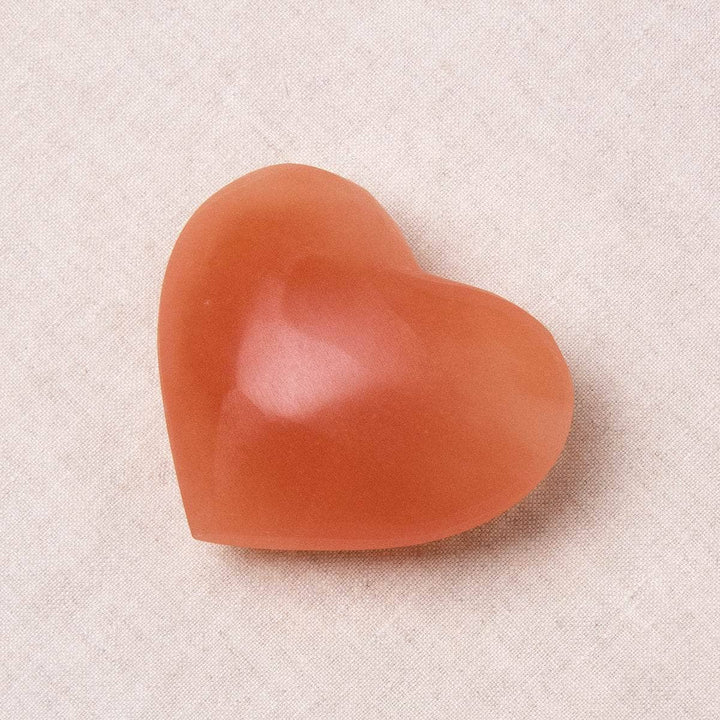 Peach Selenite Heart