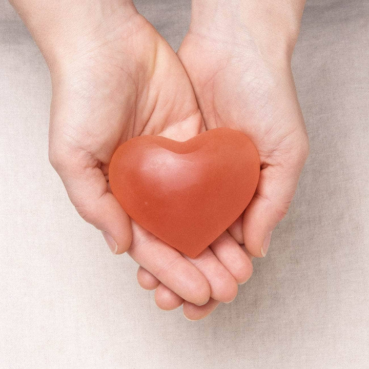 Peach Selenite Heart