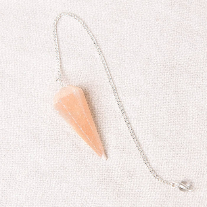 Peach Selenite Gemstone Pendulum