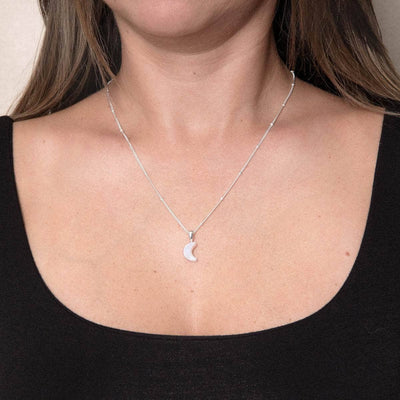 Crescent Moon Raw Gemstone Necklace
