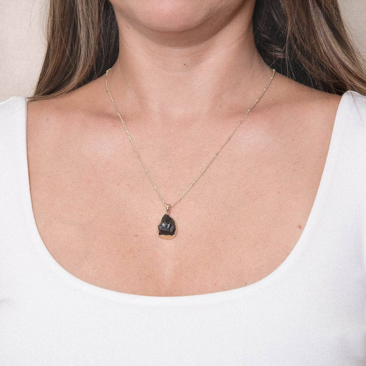 Black Tourmaline Raw Crystal Necklace