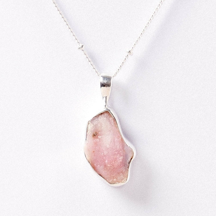 Pink Opal Raw Crystal Necklace