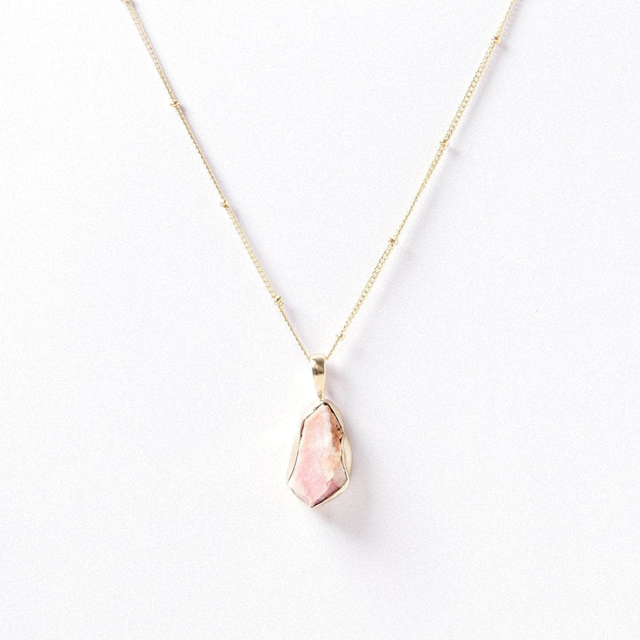 Pink Opal Raw Crystal Necklace