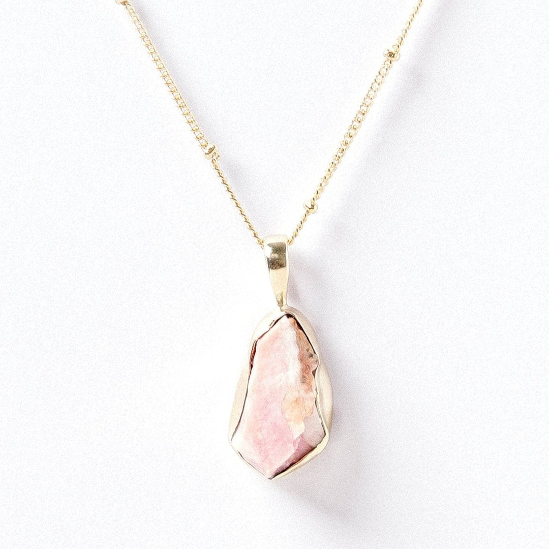 Pink Opal Raw Crystal Necklace